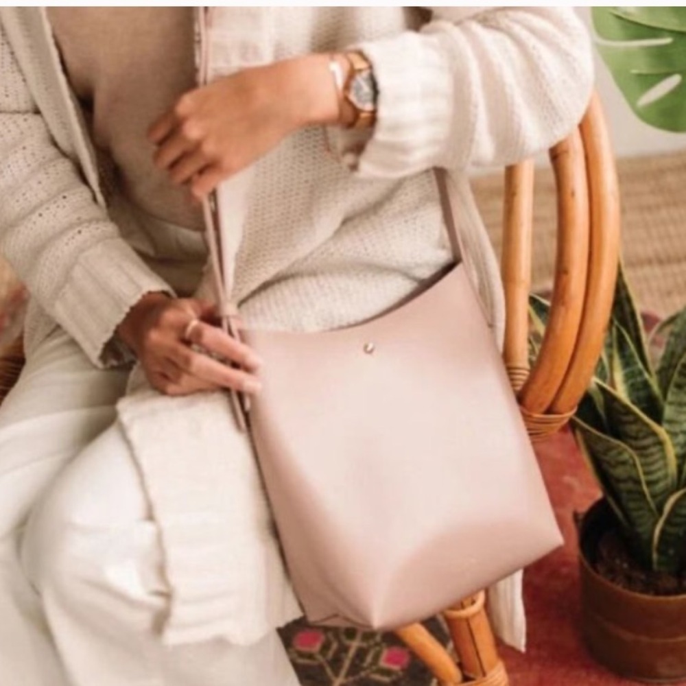 SAMARA Pink Peony Vegan Leather Medium Shoulder Crossbody Bag Purse